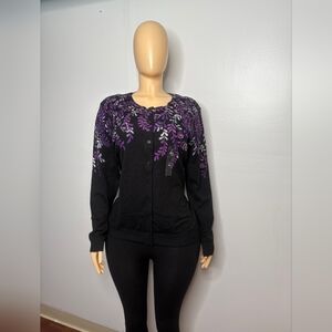Karen Scott Women's Purple And Black Cardigan Size XL
